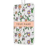 花カラフル、青い背景、オレンジ カーエアーフレッシュナー (左)