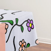 花カラフル、青い背景、オレンジ テーブルクロス (インサイチュ)