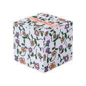 花カラフル、青い背景、オレンジ フォトキューブ (裏面アングル)