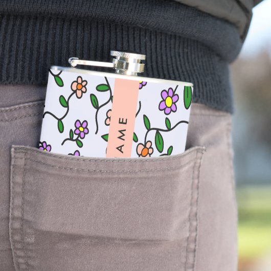 花カラフル、青い背景、オレンジ フラスク (インサイチュ)