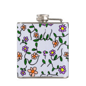 花カラフル、青い背景、オレンジ フラスク (裏面)