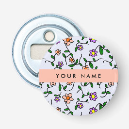 花カラフル、青い背景、オレンジ 栓抜き