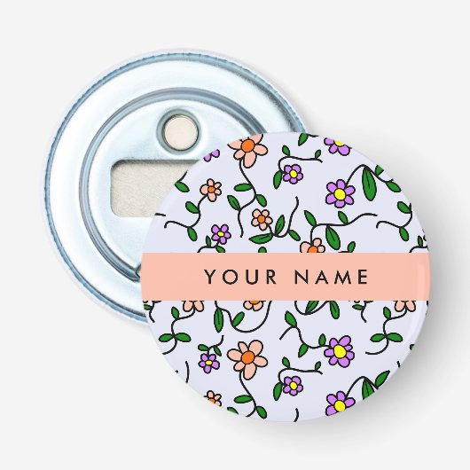 花カラフル、青い背景、オレンジ 栓抜き (正面)