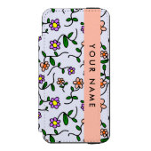 花カラフル、青い背景、オレンジ INCIPIO iPhoneウォレットケース (フォリオ 正面)