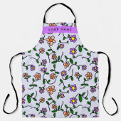 花カラフル、青い背景、紫 エプロン (正面)