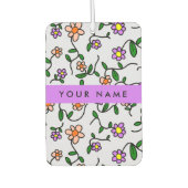 花カラフル、青い背景、紫 カーエアーフレッシュナー (正面)