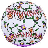 花カラフル、青い背景、紫 ソフトボール (裏面)