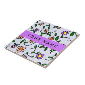 花カラフル、青い背景、紫 タイル (側面)