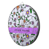 花カラフル、青い背景、紫 ダーツボード (正面右)