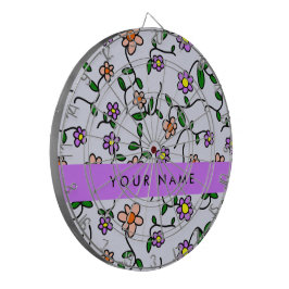 花カラフル、青い背景、紫 ダーツボード