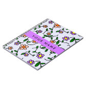 花カラフル、青い背景、紫 ノートブック (左側)