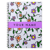 花カラフル、青い背景、紫 ノートブック (正面)