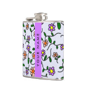 花カラフル、青い背景、紫 フラスク (左)