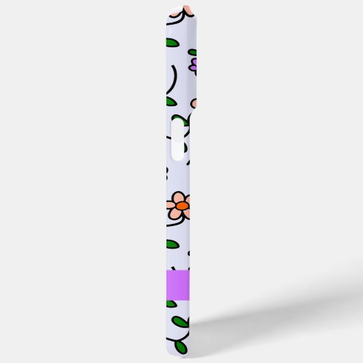 花カラフル、青い背景、紫 Case-Mate iPhoneケース (裏面 / 右)