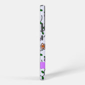 花カラフル、青い背景、紫 SAMSUNG GALAXYケース (右側面)