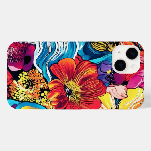 花カラフルiPhoneケース Case-Mate iPhoneケース (裏面 (横))