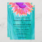 花カラフルQRコード結婚式招待状 招待状 (正面/裏面)