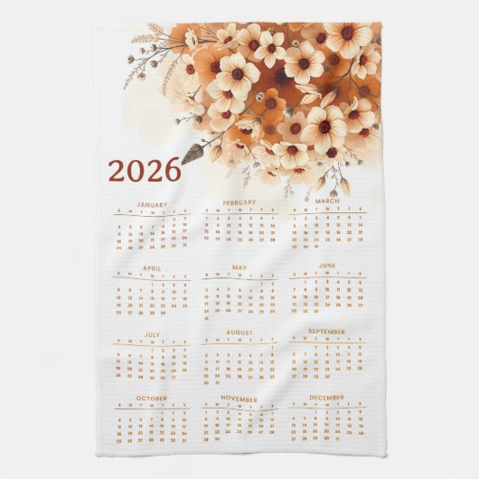花カレンダー 2026年 キッチンタオル (縦)