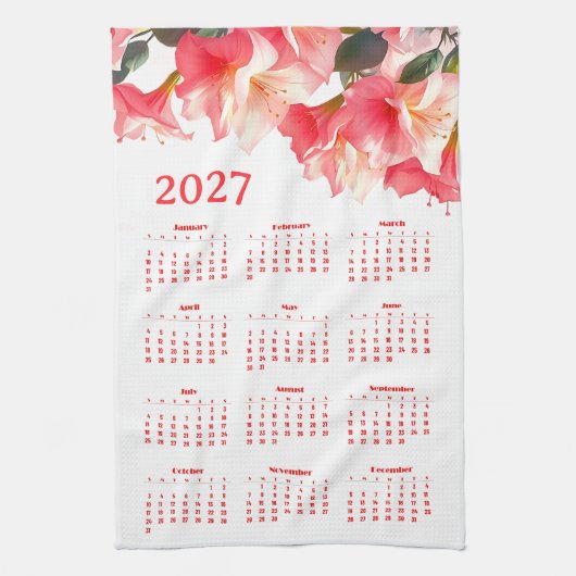 花カレンダー 2027年 キッチンタオル (縦)