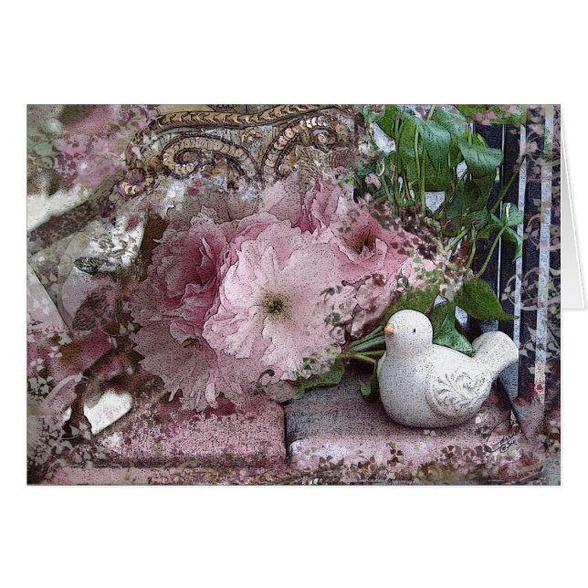 花カード付き鳩 (正面横)