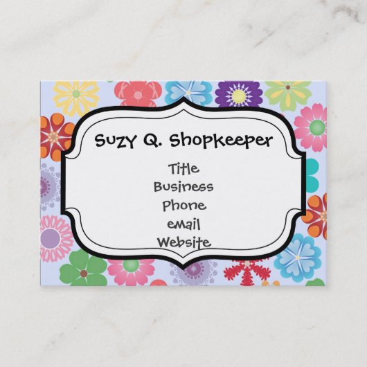 花ガーリーの花カラフル柄 名刺 (正面)