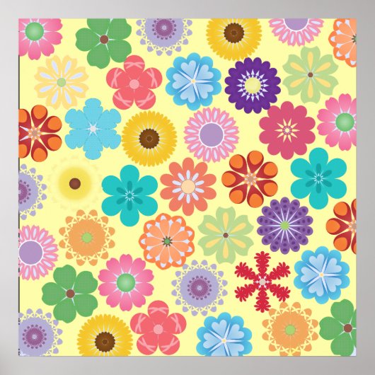 花ガーリー力花カラフル柄ギフト ポスター (正面)