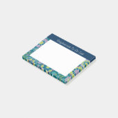 花ガーリー柄をリストするには – 海軍とティール（緑がかった色） ポストイット (アングル)