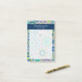 花ガーリー柄をリストするには – 海軍とティール（緑がかった色） ポストイット (デスク上)