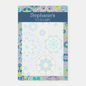 花ガーリー柄をリストするには – 海軍とティール（緑がかった色） ポストイット (正面)