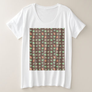 花ガーリー柄 プラスサイズTシャツ