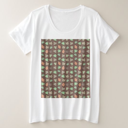 花ガーリー柄 プラスサイズTシャツ (デザイン正面)