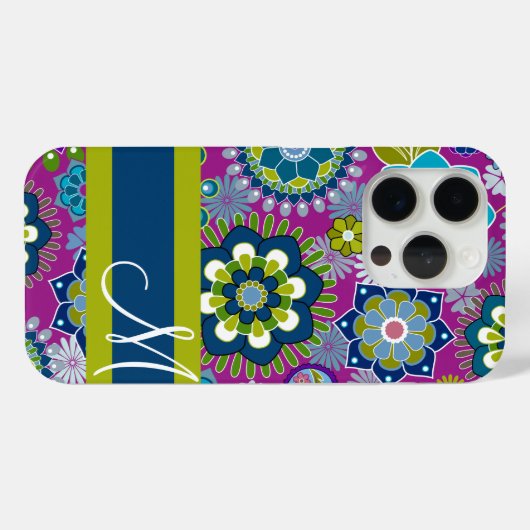 花ガーリー柄(モノグラム) Case-Mate iPhoneケース (裏面 (横))