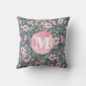 花ガーリー薄紫ピンク赤面緑ダークモノグラム クッション (裏面)
