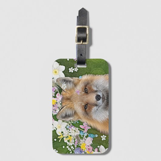 花キツネ ラゲッジタグ (正面縦)