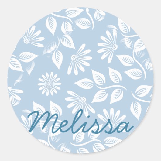 花クラシカル柄 – 色を選べ！- ラウンドシール (正面)