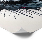 花クールポップ・アートの付きカラフルアール猫ポートレート ポスター (角)