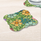 花クール柄 – 春紙コースター ペーパーコースター (アングル)