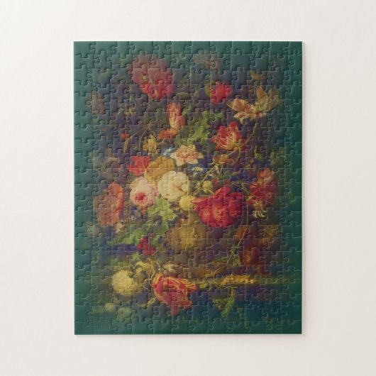 花グランジの花瓶 ジグソーパズル (縦)