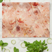 花グランジ柄サンゴの背景。 キッチンタオル (折り畳み)