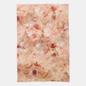 花グランジ柄サンゴの背景。 キッチンタオル (縦)