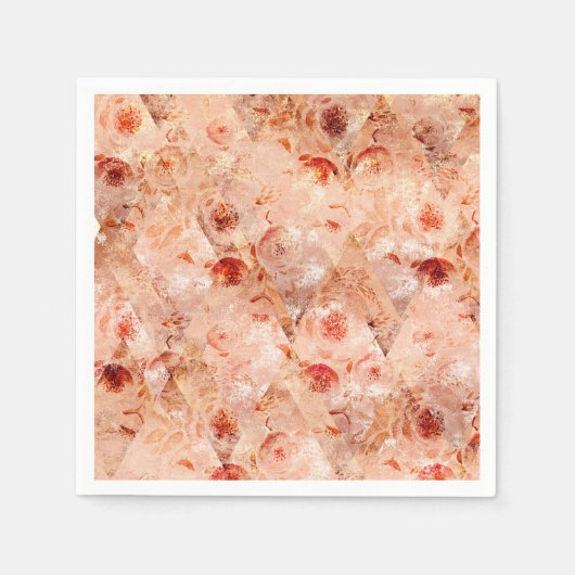 花グランジ柄サンゴの背景。 スタンダードカクテルナプキン (正面)