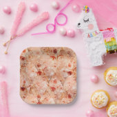 花グランジ柄サンゴの背景。 ペーパープレート (パーティー)