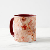 花グランジ柄サンゴの背景。 マグカップ (正面左)