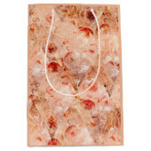 花グランジ柄サンゴの背景。 ミディアムペーパーバッグ (正面)