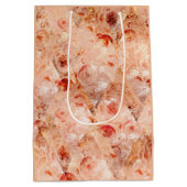 花グランジ柄サンゴの背景。 ミディアムペーパーバッグ (裏面)