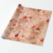 花グランジ柄サンゴの背景。 ラッピングペーパー (アンロールド)