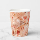 花グランジ柄サンゴの背景。 紙コップ (左)