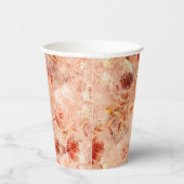 花グランジ柄サンゴの背景。 紙コップ (右)