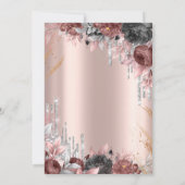 花グリッタードリプスバラ金ゴールド50誕生日 招待状 (裏面)