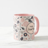 花グレーピンク黒こんにちは美しい マグカップ (正面右)